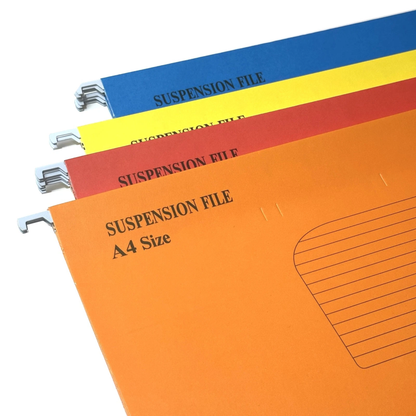 A4 Suspension Files with Labels & Clear Holders – Mixed Colours - 10/20/30 Pack