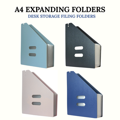 Expanding File Folder Organiser A4 – 13 Pockets Concertina Filing Box - Black-Navy-Pink & Blue