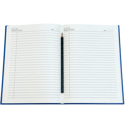 A4 Hardback Notebook 160 Pages 100gsm Lined Ruled with Margin Red Black Blue
