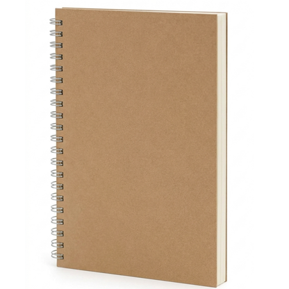 Lined Notebook – Spiral Wirebound Writing Journal | Kraft Cover | Wide Ruled | 80 Sheets | A4 & A5