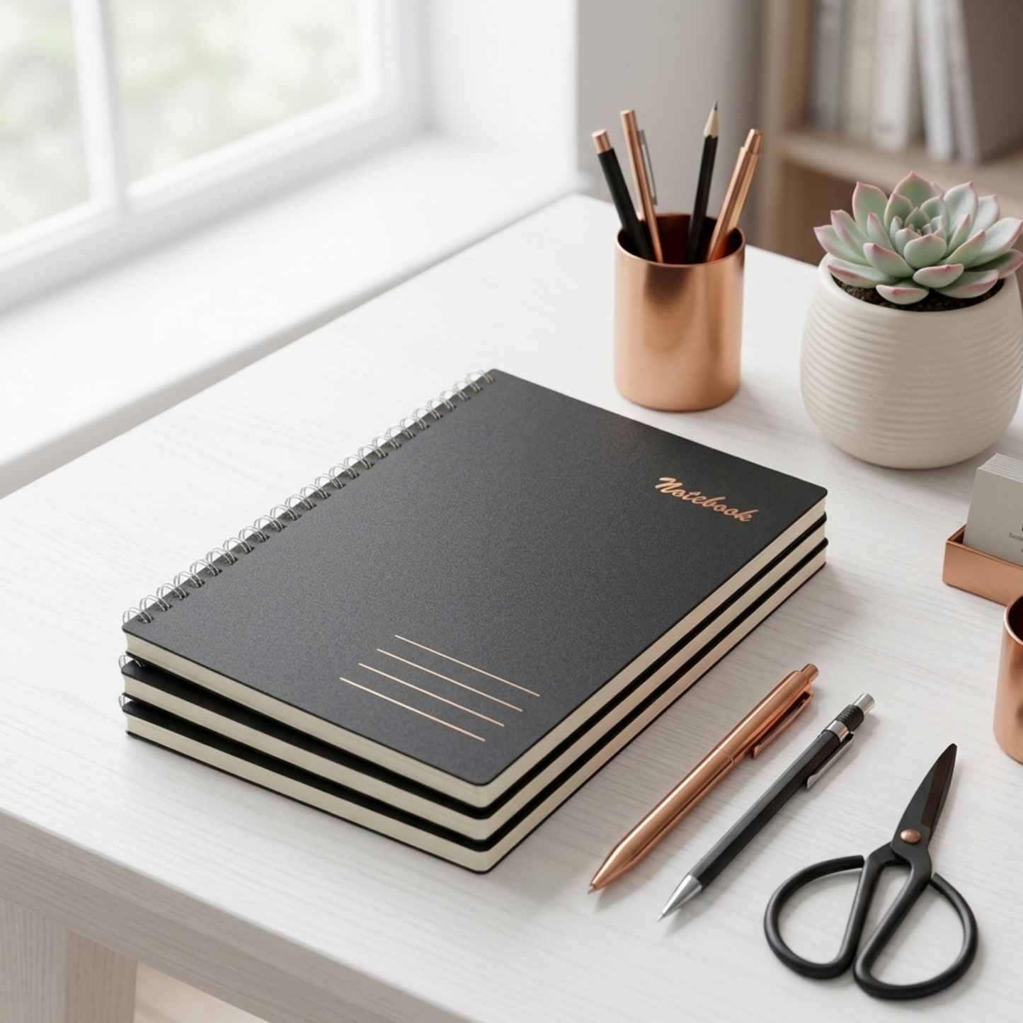 Spiral Notebook – 160 Lined Pages | 80gsm Wide Ruled | Black Wipeable Cover | A5 & B5