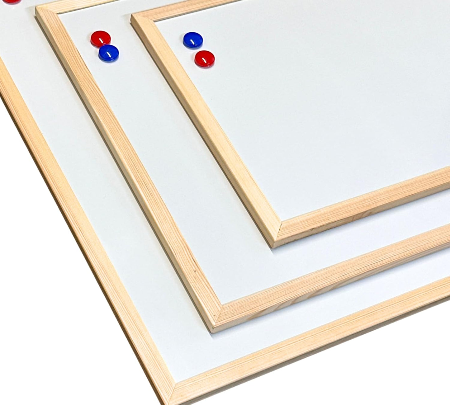 Magnetic Whiteboard | Wooden Frame | Dry Erase Noticeboard | Includes Marker & 2 Magnets