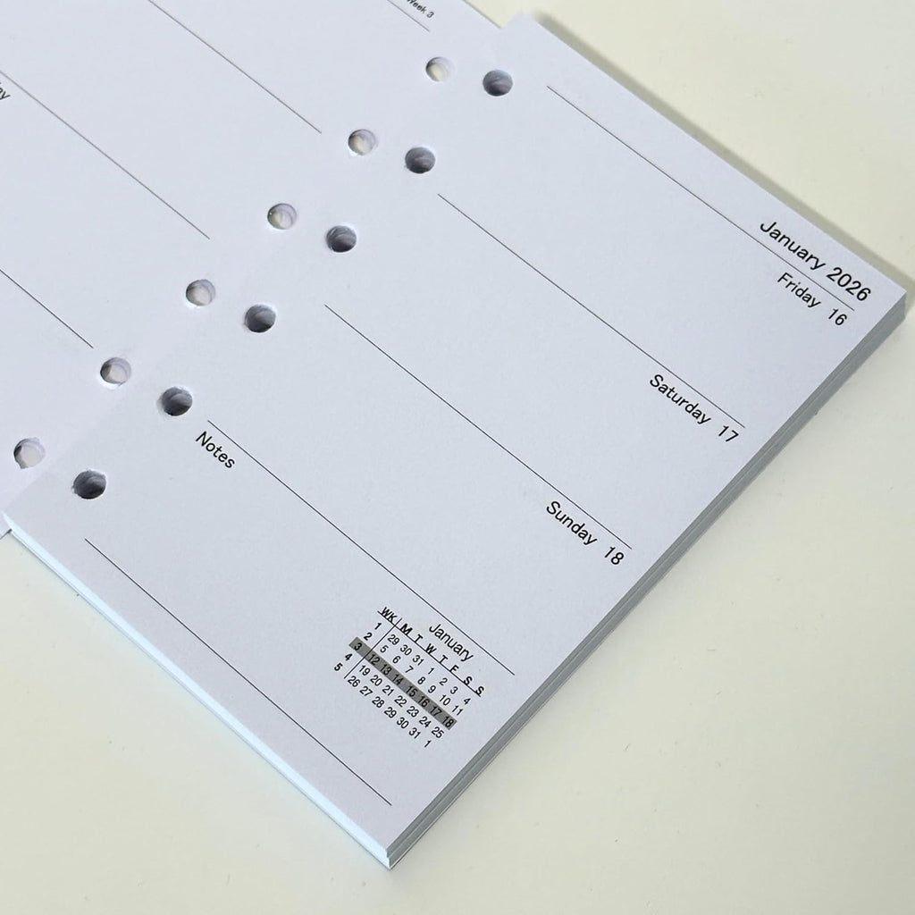 2026 Diary Refill – Filofax Pocket Compatible, Week to View, UK Holidays