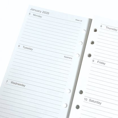 GenXon 2026 Personal Diary Refill | Week on Two Pages | Filofax Compatible | 95x171mm