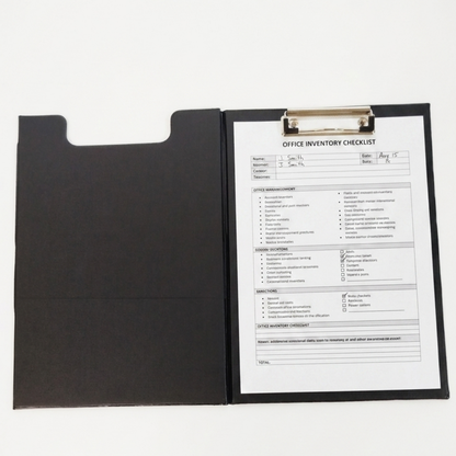 A4 Fold-Over Clipboard | Black | Low-Profile Metal Clip & Inner Pocket