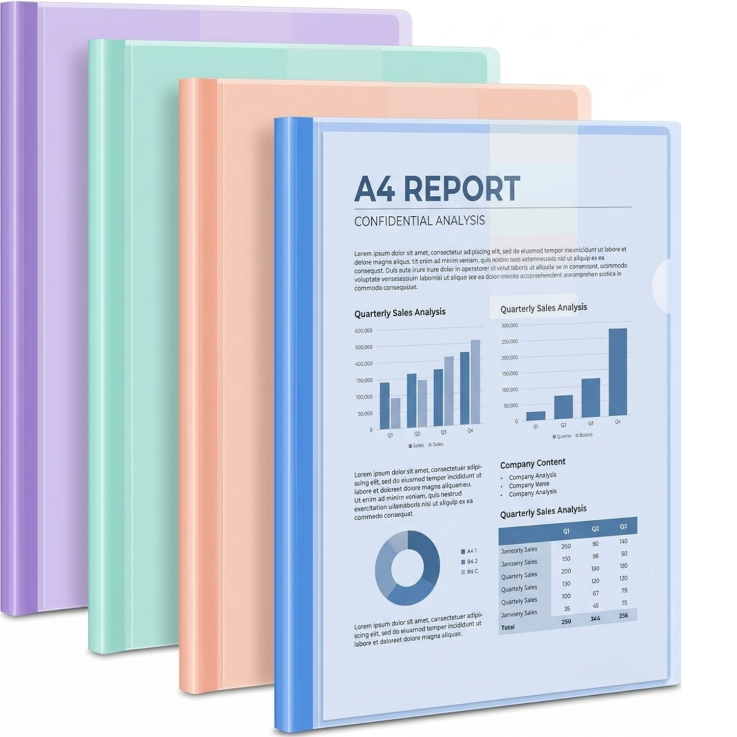 Pack of 5 A4 Report Cover Display Folders – Pastel Colours