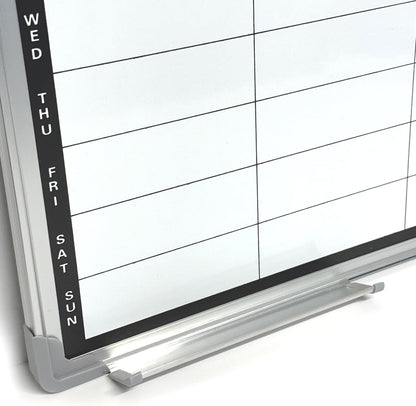 Magnetic Weekly Planner Whiteboard | 60x40cm Aluminium Frame | Dry-Wipe Wall Board | 5 Colour Markers