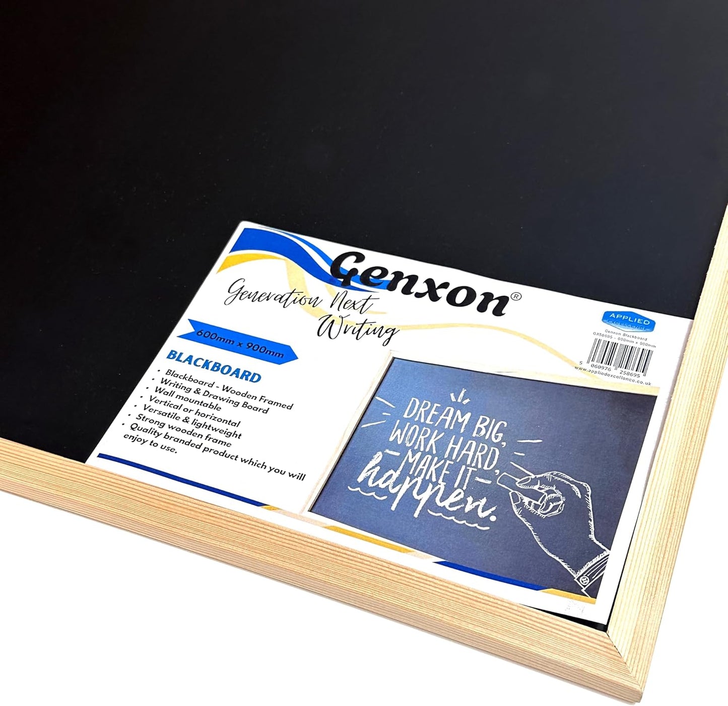 Genxon Wooden Framed Black Chalk Boards – 90x60cm, 60x40cm & 40x30cm for Home, Office & School