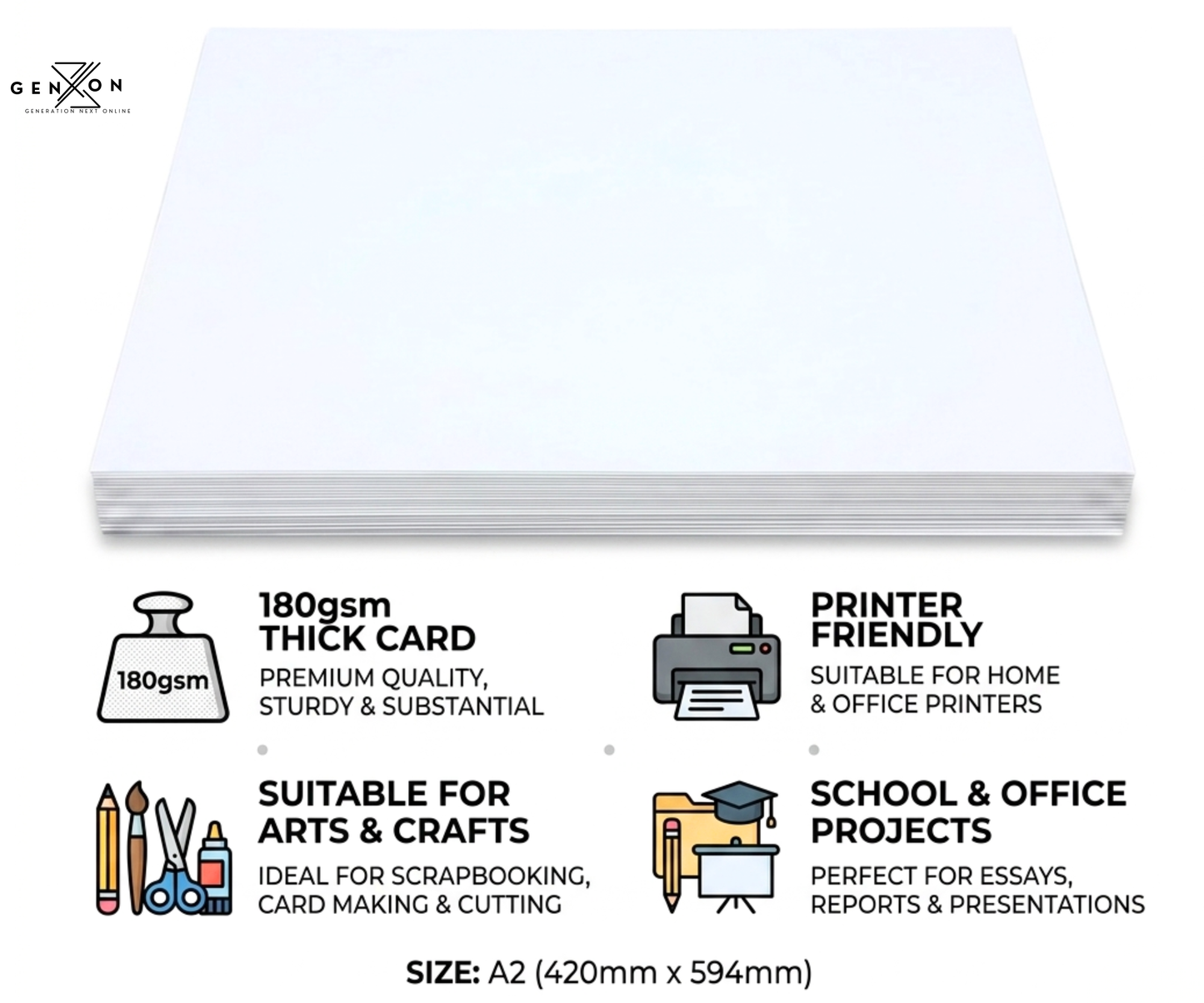 A2 Craft Card – Pack of 10 Sheets | Thick Cardstock | 3 Colour Choices