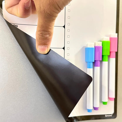 Large A3 Magnetic Fridge Wipe Board | Family Weekly Planner, Shopping List & Memo Board | 4 Colour Markers