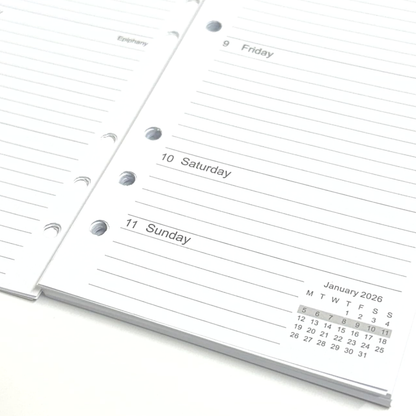 2026 Personal Diary Refill – Week on Two Pages, Filofax Compatible