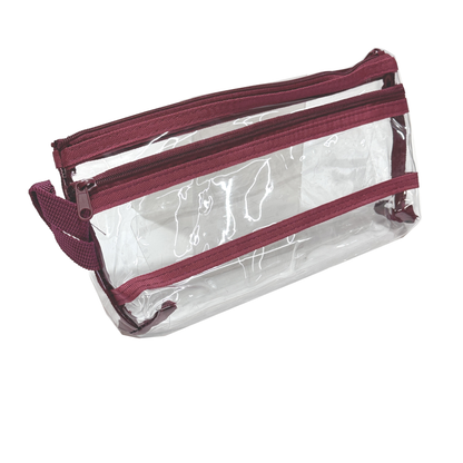 GenXon Clear Transparent Pencil Case Pack of 3 | 2 Compartments | Zip Pouch