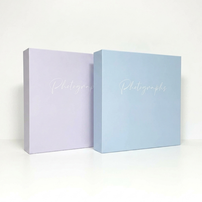 Pastel Hardback Photo Album – 200 Slip-In Photos | Blue & Lilac | 22x22cm