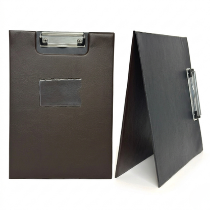 A4 Clipboard Folder | Leatherette Fold-Over Document Holder | Metal Clip & Inner Pocket | 4 Colours