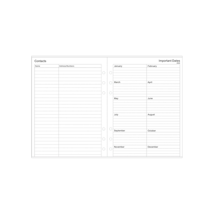 A5 Diary Refill 2026 – Day Per Page, Time Slots 8am–8pm | Filofax Compatible