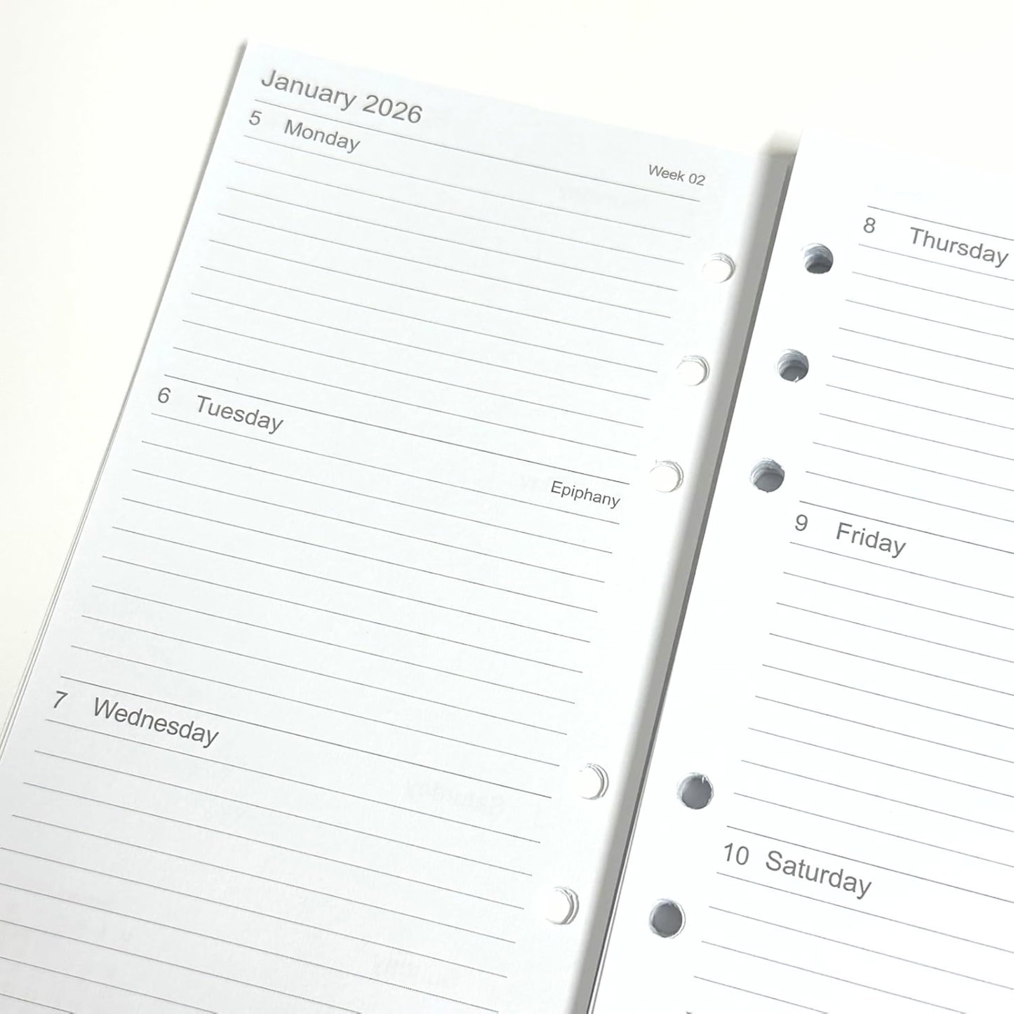 2026 Personal Diary Refill – Week on Two Pages, Filofax Compatible