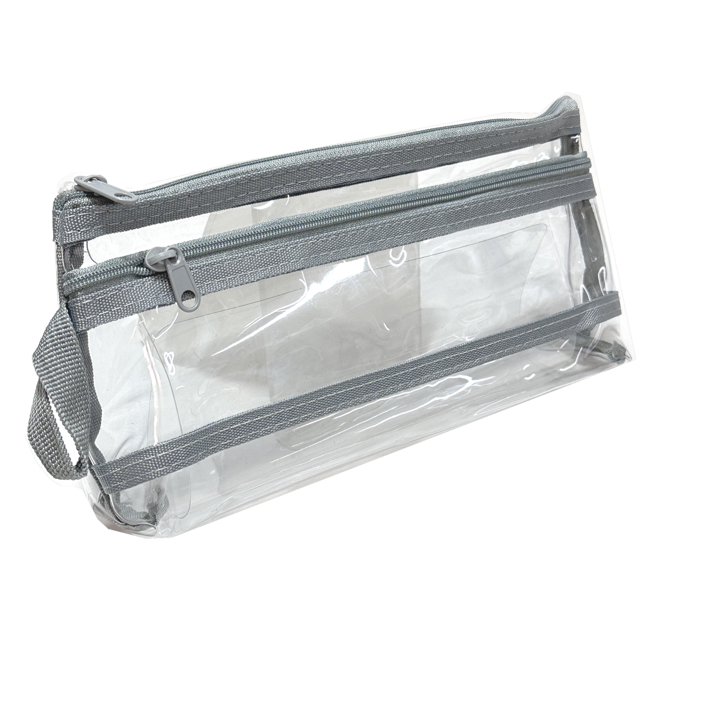 GenXon Clear Transparent Pencil Case Pack of 3 | 2 Compartments | Zip Pouch
