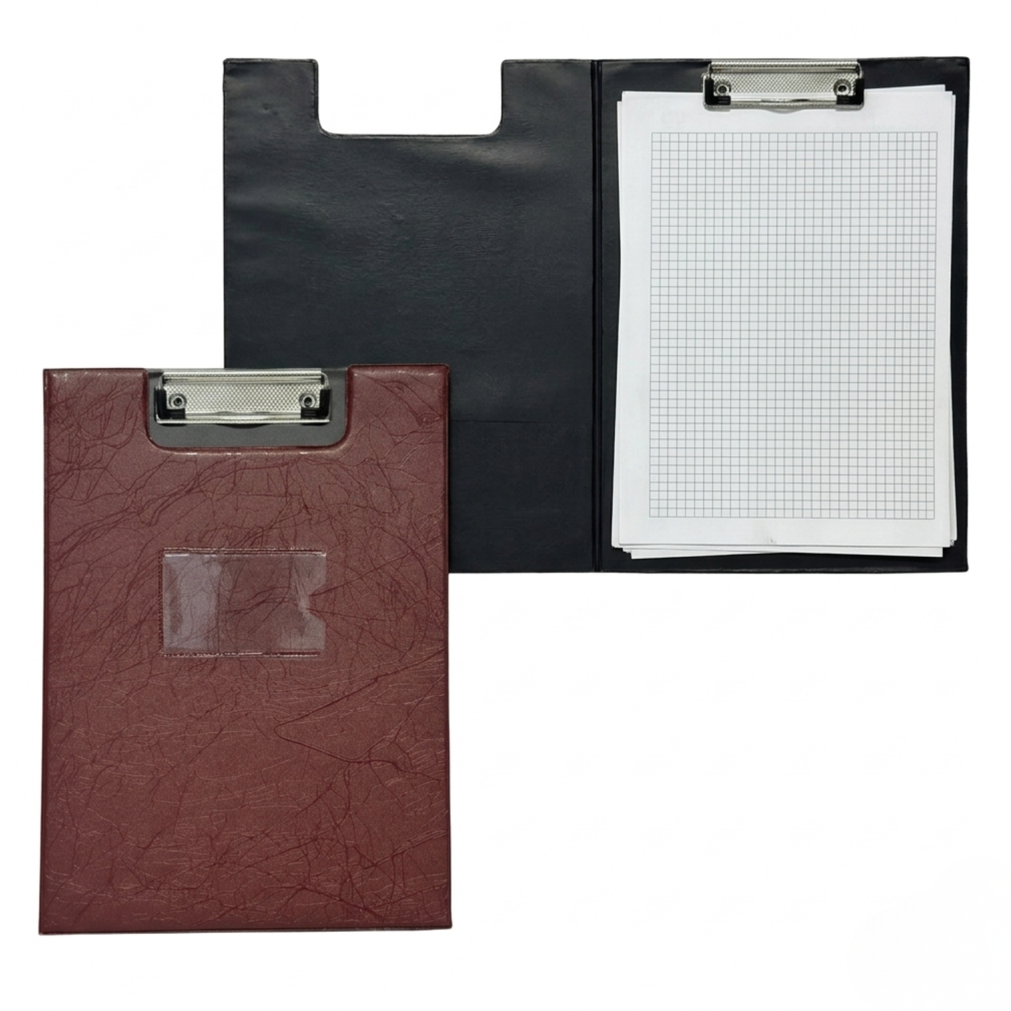A4 Clipboard Folder | Leatherette Fold-Over Document Holder | Metal Clip & Inner Pocket | 4 Colours