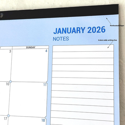PERFORATED SHEETS EASY TO TEAR OFF AND NOTES SECTION
