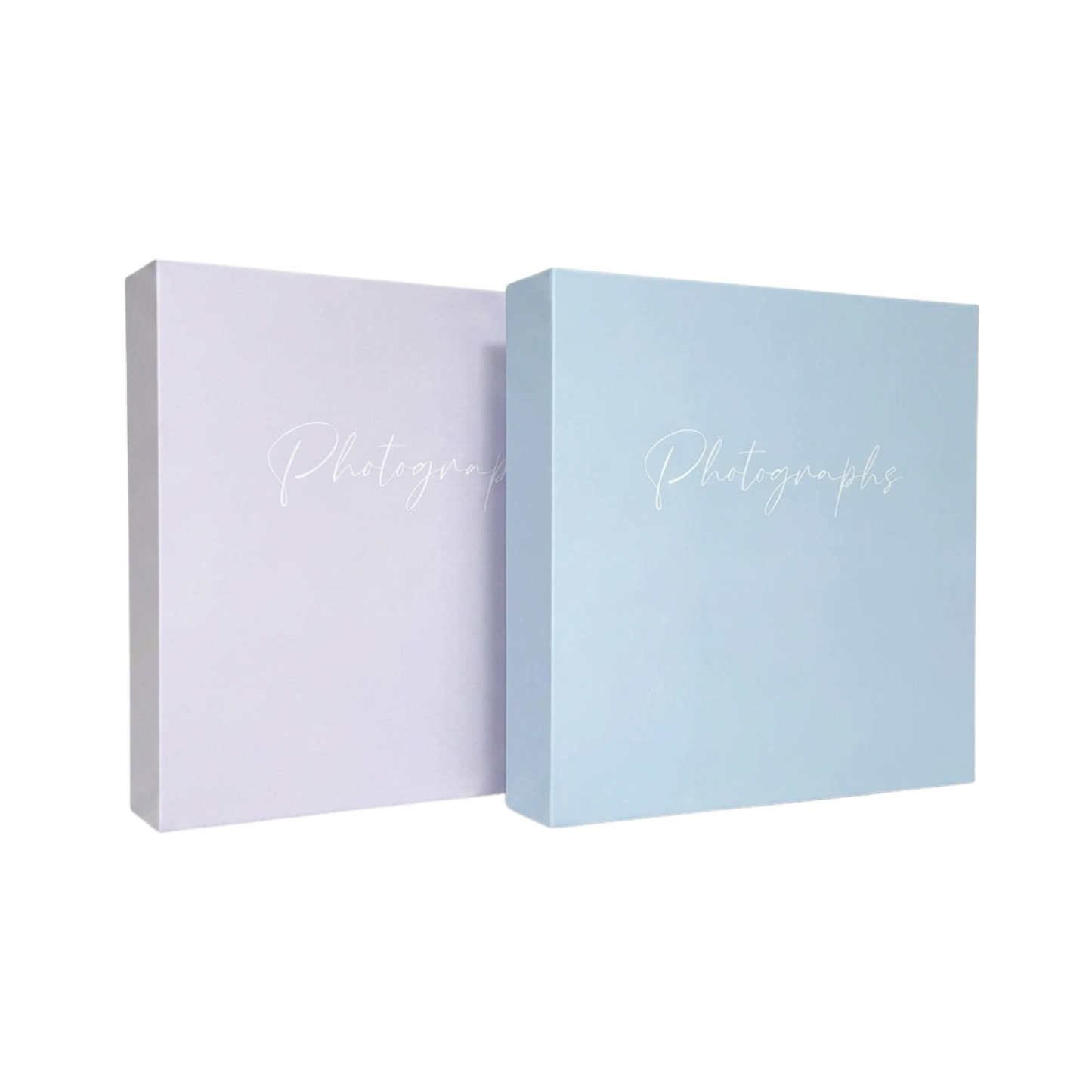 Two light blue boxes with 'Photographs' text on a white background