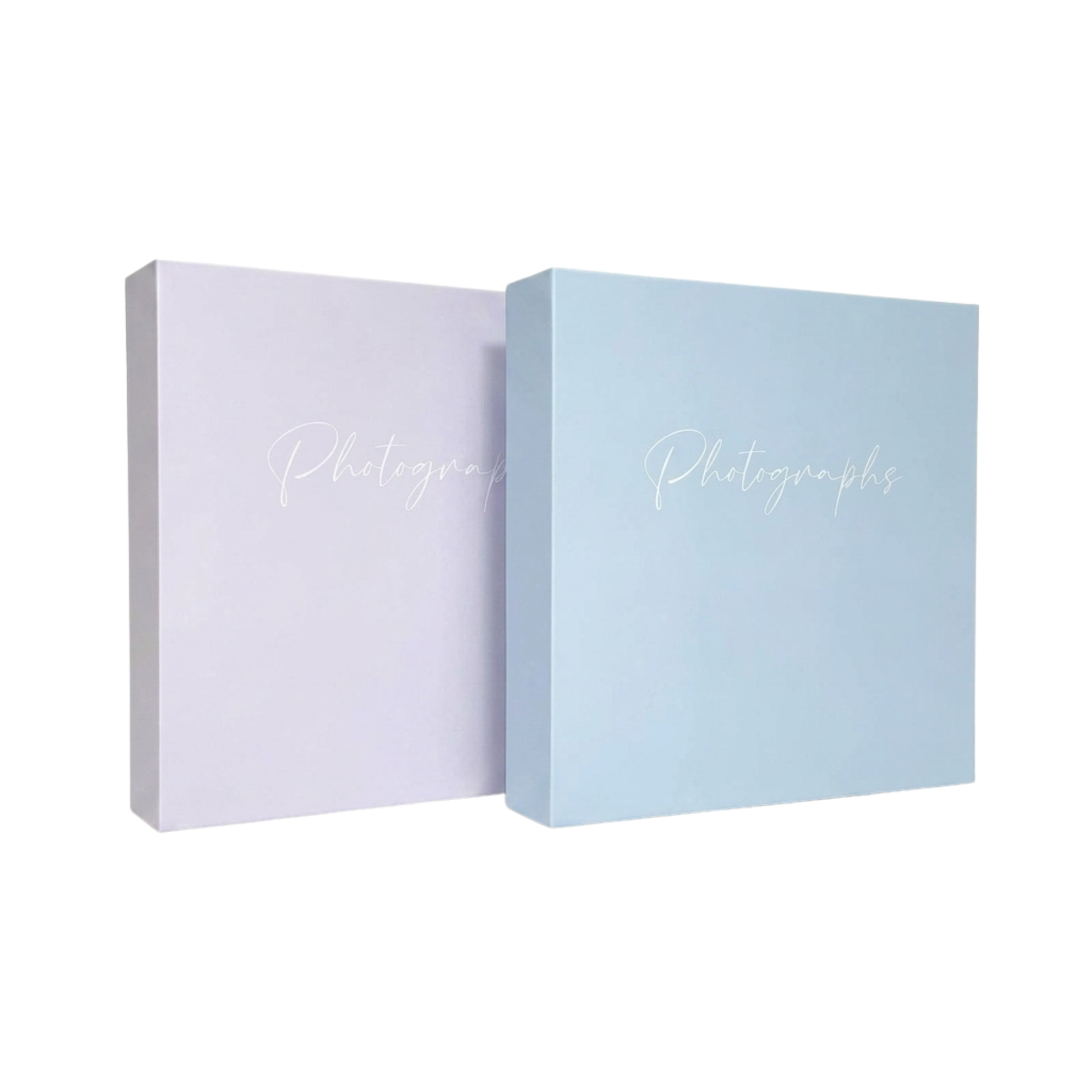 Two light blue boxes with 'Photographs' text on a white background