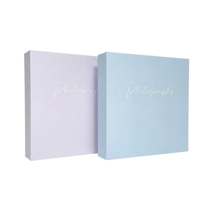 Two light blue boxes with 'Photographs' text on a white background