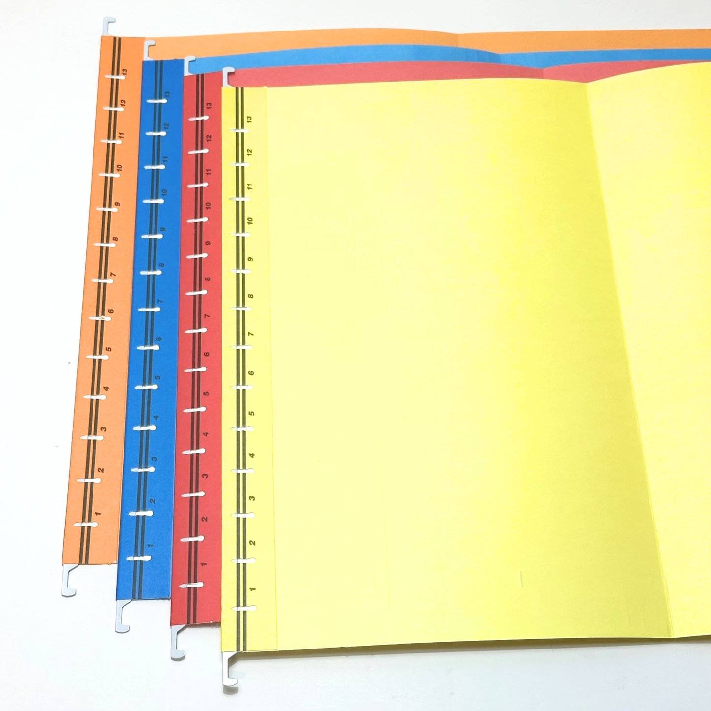 Foolscap Suspension Files with Tabs, 40cm Runners, Assorted Colours