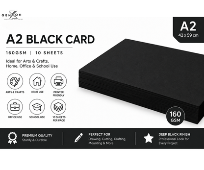 A2 Craft Card – Pack of 10 Sheets | Thick Cardstock | 3 Colour Choices