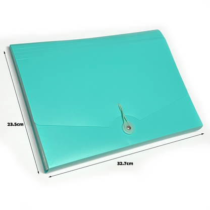 Expanding File Folder A4 – 12 Pocket Document Organiser with Index Labels | Pastel Pink, Blue & Green