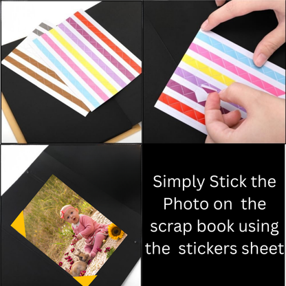 Scrapbook Photo Album | Foldable | Black Inner Sheets | Photo Corner Sheets | S/M/L