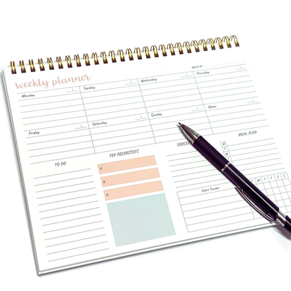 Weekly Desk Planner | Dual-Colour Pink & Blue | 52 Tear-Off Sheets