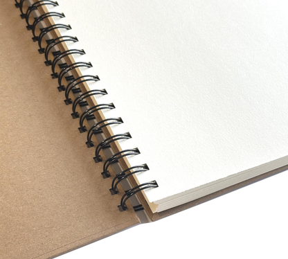Spiral Hardback Kraft Sketchbook | A3 A4 A5 | 60 Sheets 160gsm | Art Journal for Adults & Children