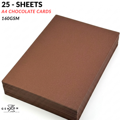  A4 chocolate cards-160gsm -pack of 25 sheets- arts crafts DIY Activity use