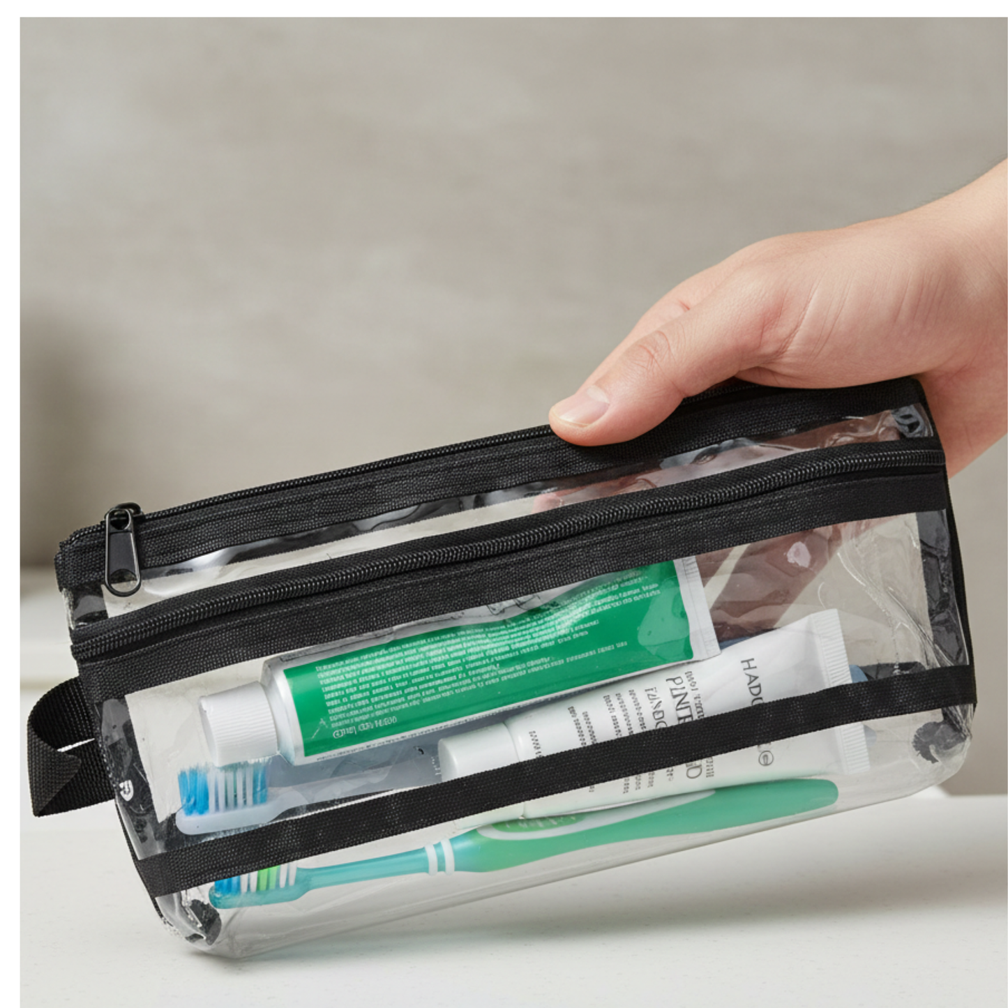 GenXon Clear Transparent Pencil Case Pack of 3 | 2 Compartments | Zip Pouch