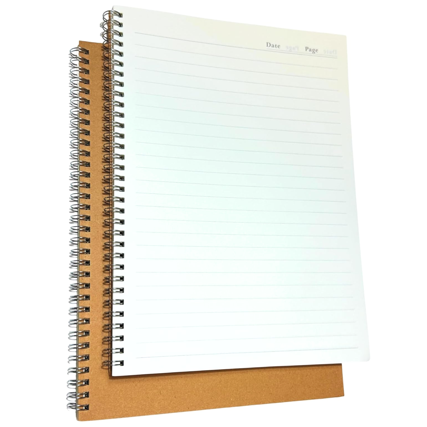 Lined Notebook – Spiral Wirebound Writing Journal | Kraft Cover | Wide Ruled | 80 Sheets | A4 & A5