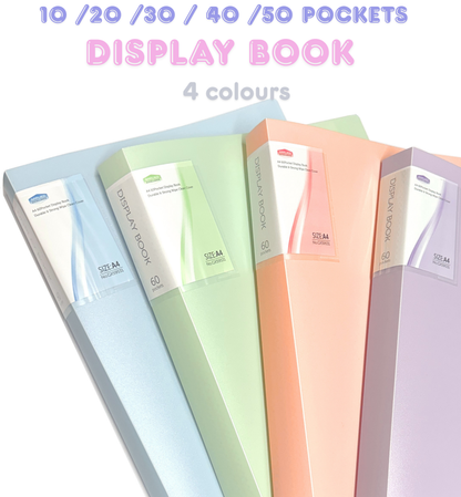 A4 Display Book Presentation Folder | 10 20 30 40 60 Pockets | Pastel Portfolio File