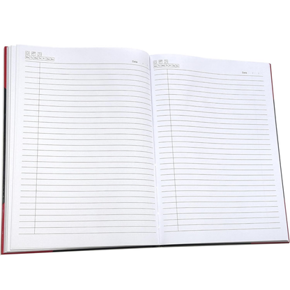 Red & Black A4 Hardcover Notebook | 160 Pages Lined & Ruled | 100gsm Premium Paper