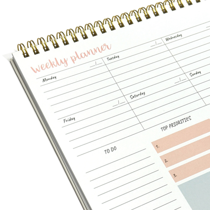 Weekly Desk Planner | Dual-Colour Pink & Blue | 52 Tear-Off Sheets