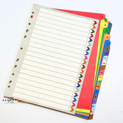 A4 A-Z Alphabetical File Dividers | 20 Part Colour-Coded Index Tabs | Ring Binder Organiser