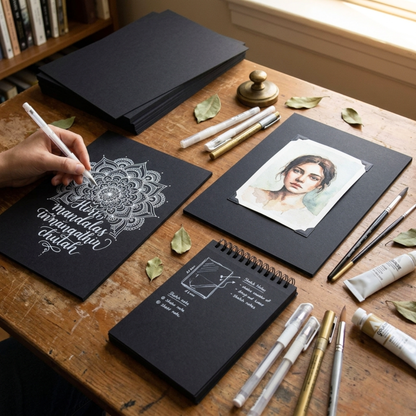 A4 Black Card 220gsm – Thick Cardboard Sheets for Art, Craft & Printing