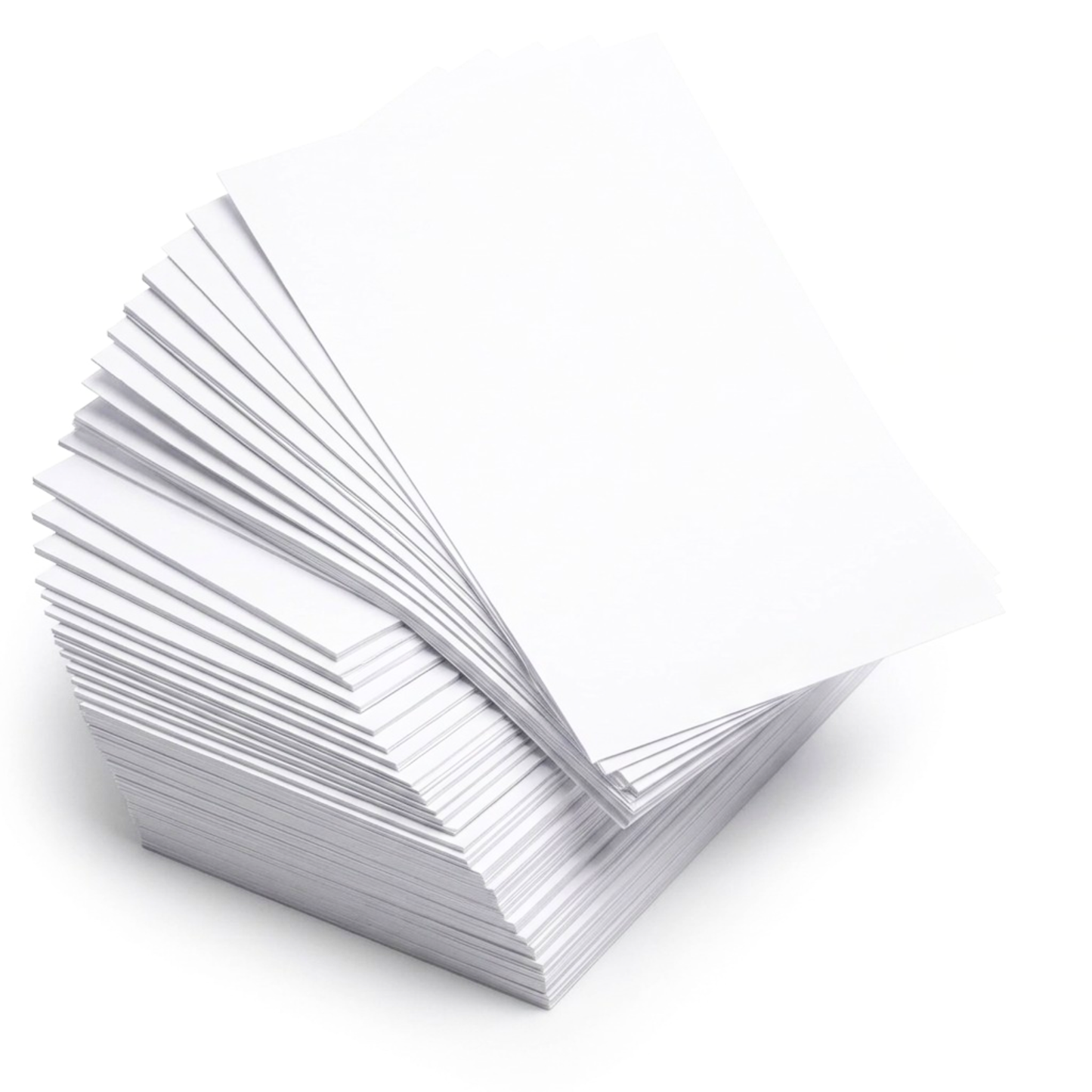 Stack of white paper on a white background
