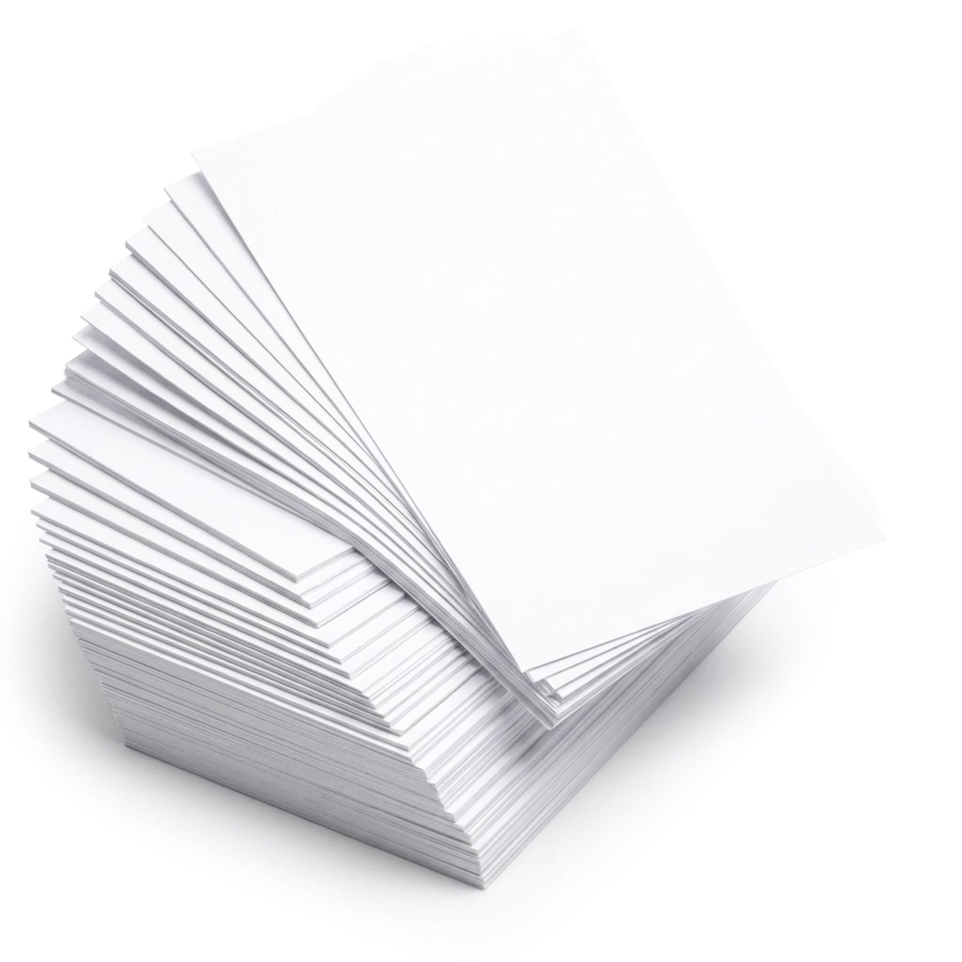 Stack of white paper on a white background