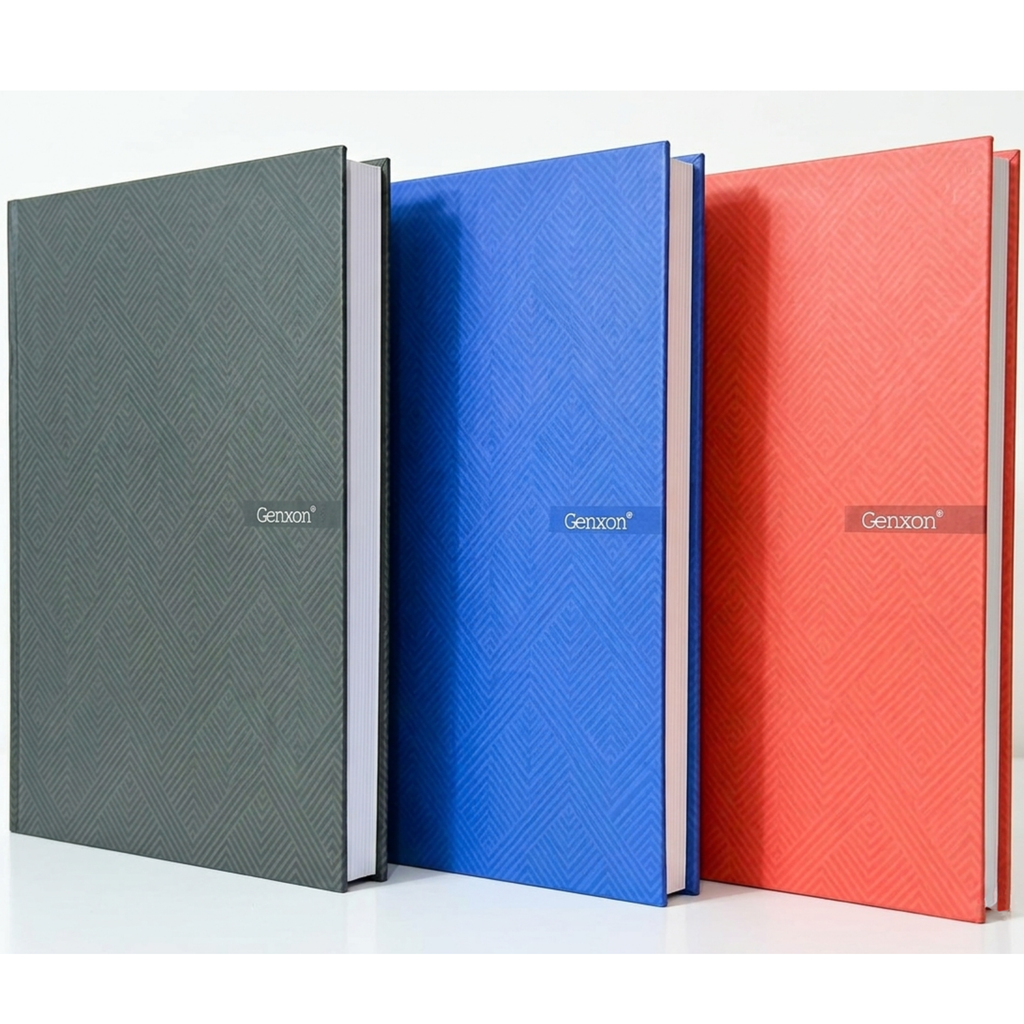 A4 Hardback Notebook 160 Pages 100gsm Lined Ruled with Margin Red Black Blue