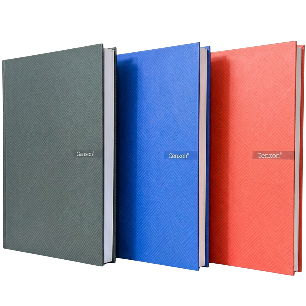 HARDCOVER NOTEBOOK RULED LINED PAGES. RED, BLACK & BLUE COLOUR