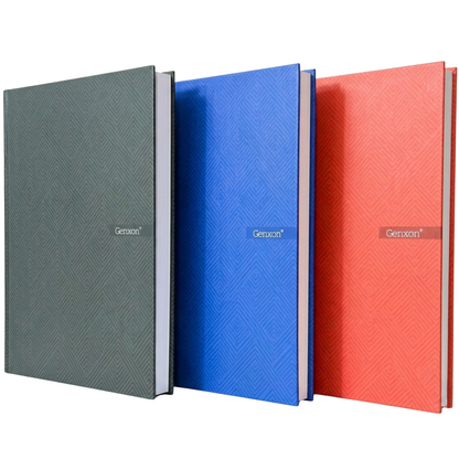 HARDCOVER NOTEBOOK RULED LINED PAGES. RED, BLACK & BLUE COLOUR