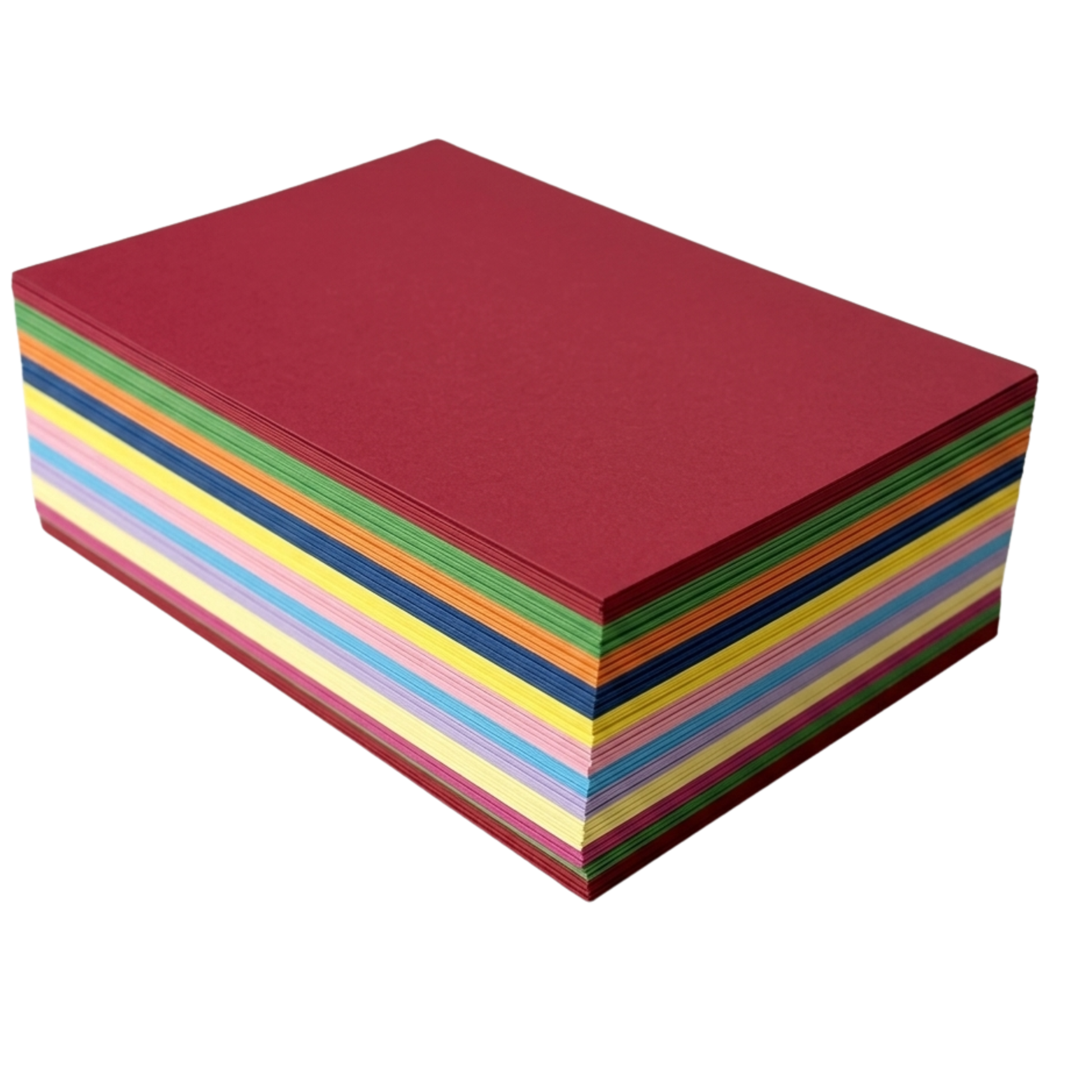 Stack of colorful paper sheets on a white background