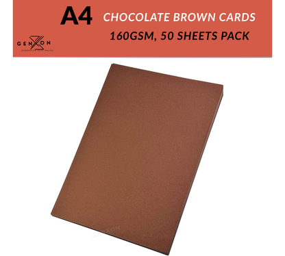 A4 chocolate brown cards with 50 sheets pack on a white background