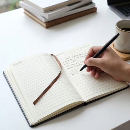 A5 Lined Notebook | Hardback Ruled Notepad | Premium Leatherette Cover | 194 Pages | Journal & Notes Book
