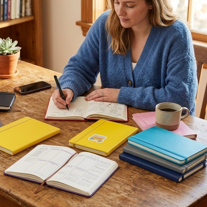A5 Hardback Lined Notebook Journal | 8 Colours | 152 Pages | Elastic Closure