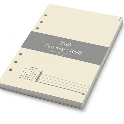 GenXon 2026 A5 Diary Refill | Week on Two Pages | Filofax Compatible | 148x210mm
